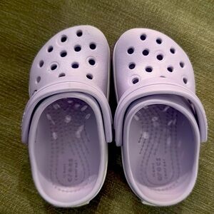 Lavender and Neon Purple Crocs